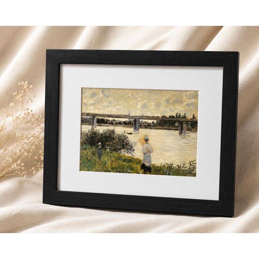 The Promenade with the Railroad Bridge, Argenteuil by Monet | Seine Framed Print